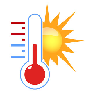 红色手绘卡通温度计太阳元素GIF温度计元素